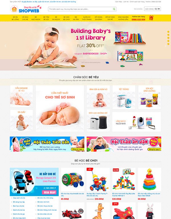Mẫu web bán hàng mẹ và bé